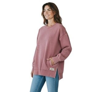 Southern Fried Cotton Womens XL Washed Pink Oversized Sweatshirt Pockets